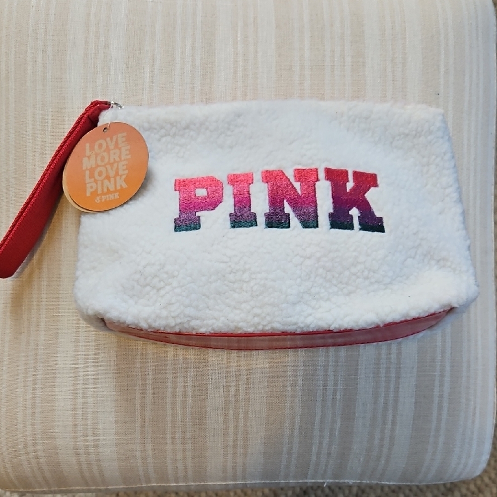 PINK Sherpa Wristlet